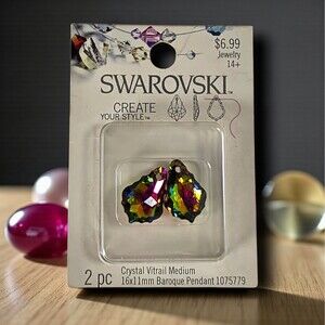 Swarovski Vitrail Medium Baroque Pendants 16x11mm 2pc New NOS Beads Jewelry